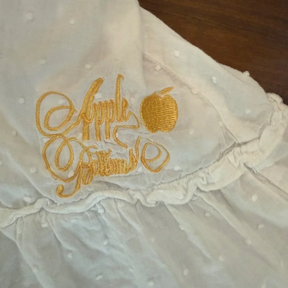 Apple‎ Bottoms Girls White Swiss Dot One Shoulder Ruffle Dress Size 4 Cotton Y2K